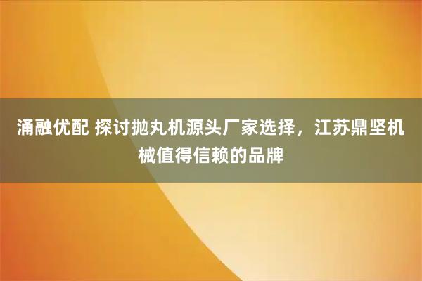 涌融优配 探讨抛丸机源头厂家选择，江苏鼎坚机械值得信赖的品牌